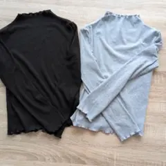 長袖カットソー 2枚セット 黒 グレー 120センチ