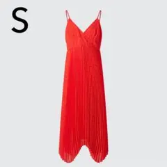 ユニクロ C プリーツキャミソールワンピース ドット 赤 レッド S