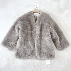 【新品未使用】アンドディア ...&Dear ファー ボアコート グレー M