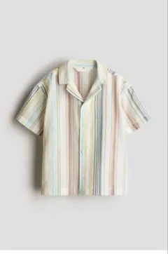 新品・未使用 H&M 135 キッズ半袖ストライプシャツ