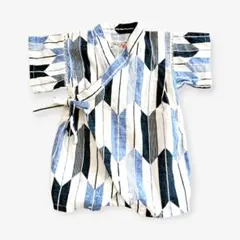 美品 ベビー甚平 70cm 男の子 夏 浴衣 子供 かわいい 青 紺