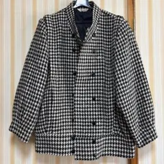レトロなハウンドトゥース柄 ノーカラージャケット