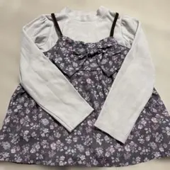 anyfam 花柄リボン　キャミソール　ドッキング　長袖カットソー 120