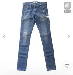 GYDA アイスブルー スキニーデニム ダメージ加工