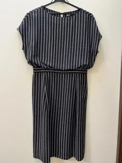 NOMBRE IMPAIR ストライプ半袖ひざ丈ワンピースのサムネイル