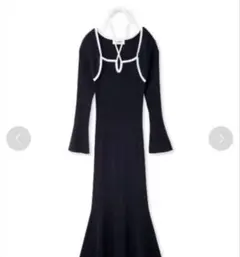 LILY BROWN ラメリブニットワンピース ネイビー