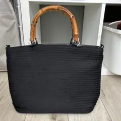 GUCCI グッチ バンブー トートバッグ ハンドバッグ ブラック レザー