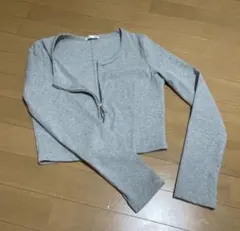 GU リブダブルジップカーディガン M グレー