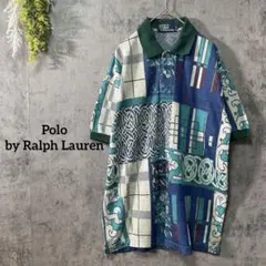 希少　ポロ　ラルフローレン　半袖ポロシャツ　パッチワーク柄　ヴィンテージ　90s