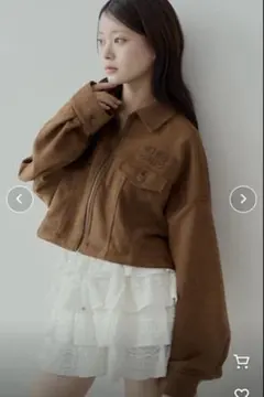 Chico 胸ロゴショート丈スエードジップブルゾン　アウター　春服