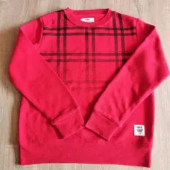 ikka 赤 チェック柄 トレーナー 140cm