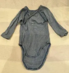 PETIT BATEAU　青白ストライプ 長袖ボディスーツ