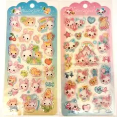 平成レトロドロップジェリーシール2枚 みゅーちゃん らびちゃん