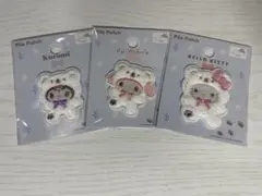 セリア　ふわふわスノーワッペン　パイルワッペン　クロミ　マイメロ　キティ