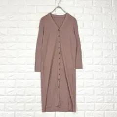 セゾンドパピヨン【M】ピンク系 ニットロングカーディガン 2way ストレッチのサムネイル