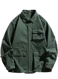 ダークグリーン ボタンアップシャツ Ｍサイズ