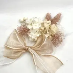 ドライフラワー髪飾り　卒業式　成人式　結婚式　リボン　ヘッドパーツ