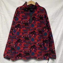 希少80〜90's【L.L.BEAN】総柄スナップTフリースプルオーバーUSA製