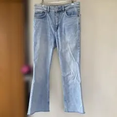 送料込ZARA ブーツカットデニム ライトブルー EUR38