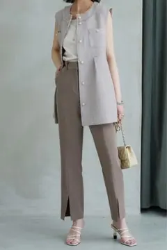 RUIRUEBOUTIQUEカラーツイードジレ＆スリムストレートパンツS