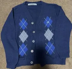 familiar 100 アーガイル柄カーディガン ネイビー