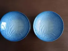 有田焼 萬栄 深皿 13cm 菖蒲文様 青 2枚