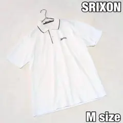 【SRIXON】ゴルフ 半袖ポロシャツ ロゴ刺繍 半袖 白 黒 ドライ素材 M