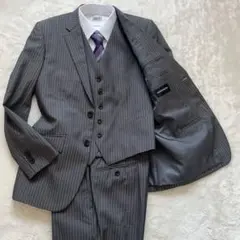 美品✨MONSIEUR paco スリーピース　スーツ グレー　ストライプ　M