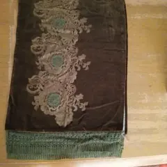 モ*ト様 ダークグリーン 花柄刺繍 着物ショール