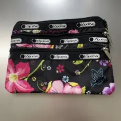 LeSportsac トロピカル・フローラル3ポケットポーチ B