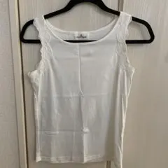 courreges　クレージュTシャツノースリーブ　フリル刺繍ホワイトレディースのサムネイル