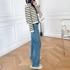 レディース ニット カーディガン ボーダー トップス ニット 羽織り