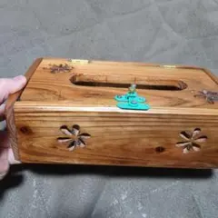 木製ティッシュボックス 花柄(ハンドメイド)