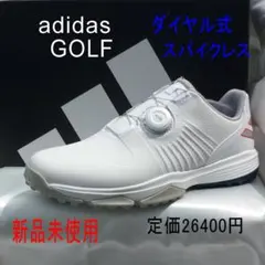 新品28cmアディダスゴルフ 白 BOA ダイヤル式 スパイクレスゴルフシューズのサムネイル