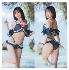 pharfaite】マーメイドフリルビキニ ネイビー 新品未使用品 - メルカリ