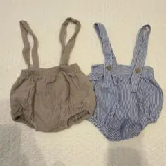 サスペンダー付きロンパース2点セット