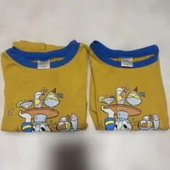ドナルド ダック Tシャツ イエロー ディズニー セット100 110 お揃い