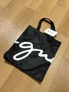 【新品・未使用】agnes b.　アニエスベー　手提げバッグ　ブラック　縦型ロゴ