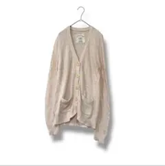 ジェラートピケ　ルームウェア カーディガン　薄ピンク　長袖　フリー　刺繍ロゴ