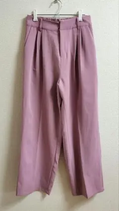 タックワイドパンツ くすみピンク Ｌ