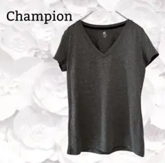 ★『チャンピオン』速乾 Tシャツ 半袖 Vネック【M】グレー 無地 スポーツ
