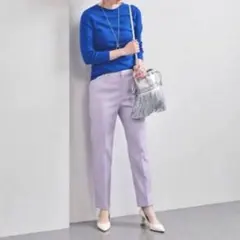 【美品】グリーンレーベル スラックス パンツ ライラック 薄紫 36 ビジネス