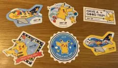 【6枚セット】スカイマーク ピカチュウジェットBC1 BC2ステッカー ポケモン