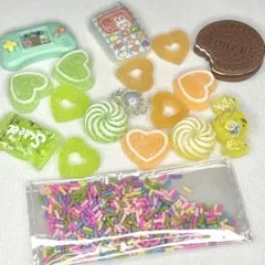 ハンドメイド デコレーションパーツ 緑系 黄色系