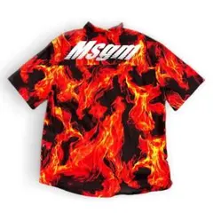 MSGM ファイヤー総柄 半袖シャツ バックロゴのサムネイル