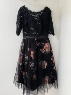 【即日発送】フレアスカート 花柄スカート ブラック 裏地 パット付き