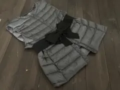 UNIQLO ライトダウンベスト グレー M 美品 スワロフスキー付リメイク品