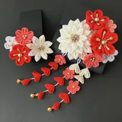 〜　果　〜 和風髪飾り　ベージュ　赤　袴　卒業式　着物　小学生