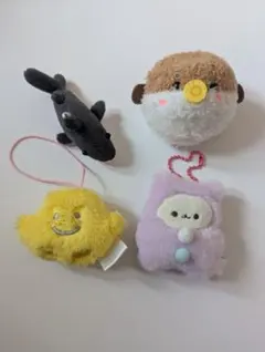 【まとめ売り】手のひらサイズの小さなぬいぐるみ マスコット 4点セット