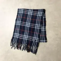 BURBERRY バーバリーマフラーノバチェックネイビーラムウールDB734